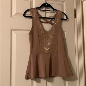 Charlotte Russe taupe peplum top